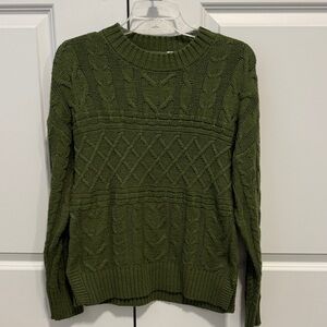 Time and Tru Forest Green Cable Knit Sweater